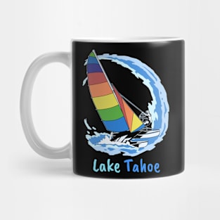 Sailing Gift Print Sailor Vintage Lake Tahoe Sailboat Print Mug